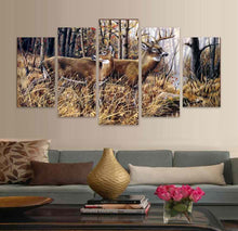 ELK & DEER IN MOTION- 5PC PANEL PAINTING