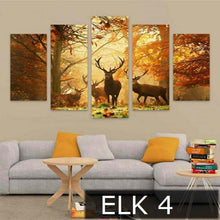 ELK & DEER IN MOTION- 5PC PANEL PAINTING