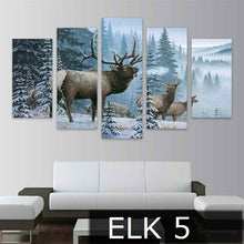 ELK & DEER IN MOTION- 5PC PANEL PAINTING