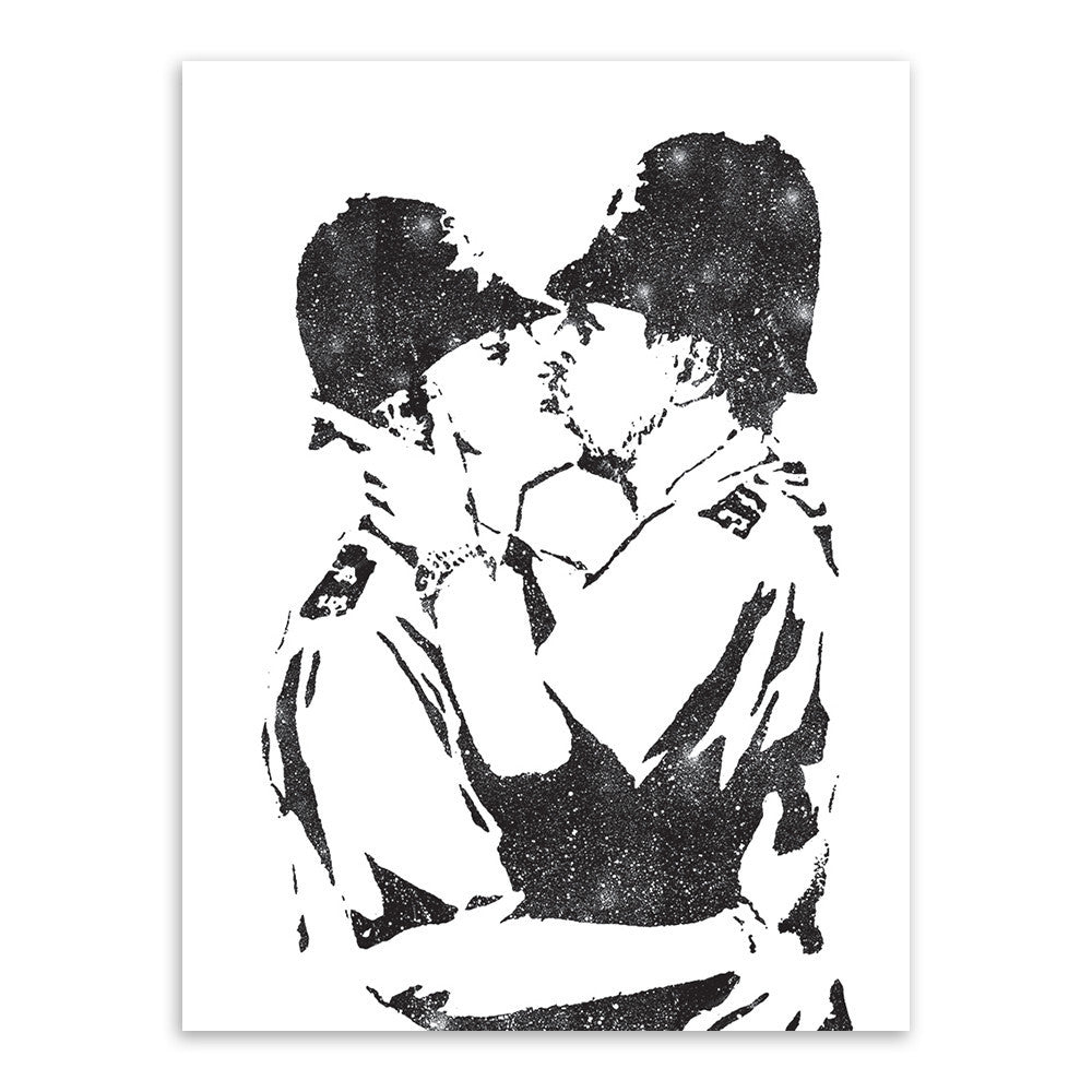 Banksy Black White Wall Living Room Canvas Painting