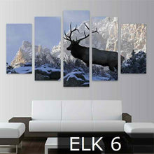 ELK & DEER IN MOTION- 5PC PANEL PAINTING